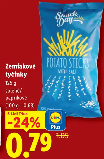 Snack Day zemiakové tyčinky solené