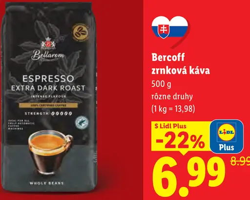 Bercoff zrnková káva