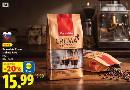Popradská Crema zrnková káva