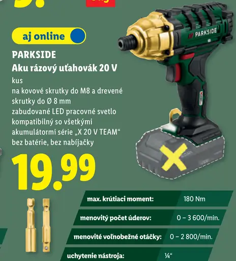 Parkside Aku rázový uťahovák 20 V