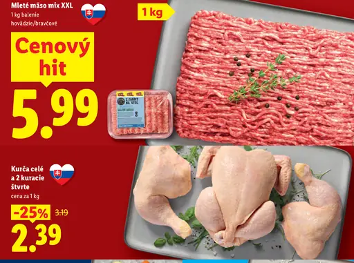Mleté mäso MIX XXL bravčové/hovädzie
