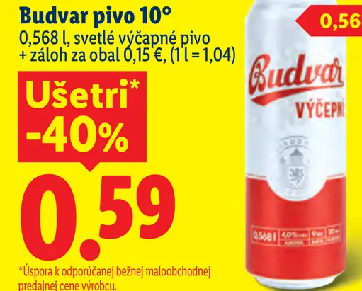 Budvar pivo výčapné plechovka