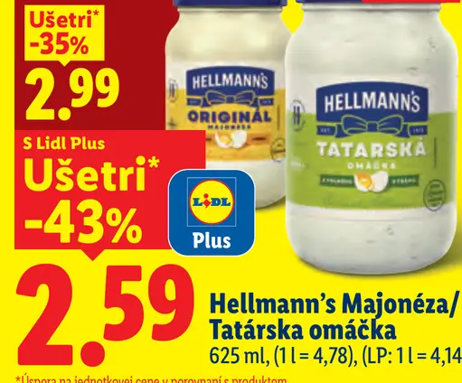 Hellmann’s Original majonéza a Tatárska omáčka