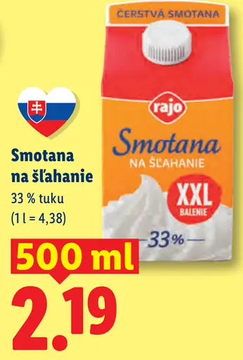 Rajo smotana na šľahanie