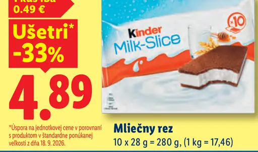 Kinder Mliečny rez