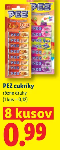 PEZ cukríky rôzne druhy