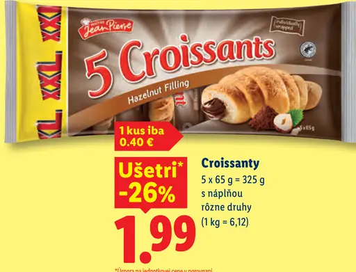Jean Pierre croissanty s lieskovoorieškovou náplňou