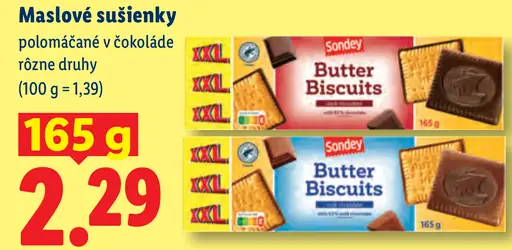 Sondey maslové sušienky polomáčané v čokoláde
