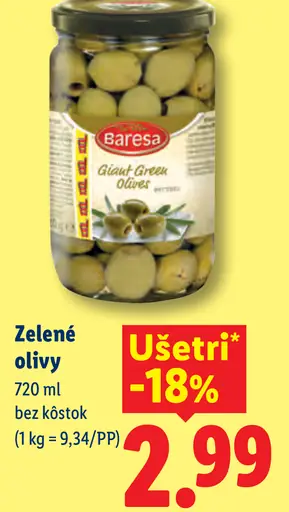 Baresa Zelené olivy bez kôstok