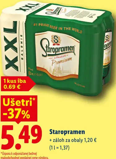 Staropramen pivo plechovka