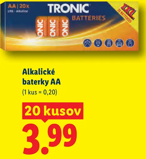 Tronic Alkalické batérie AA/AAA