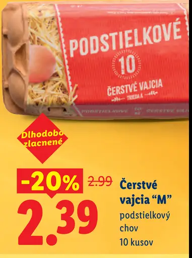 Čerstvé vajcia „M“, podstielkový chov