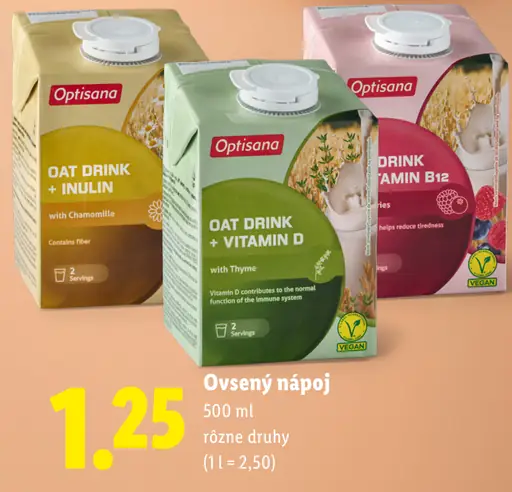 Optisana ovsený nápoj s inulínom a harmančekom