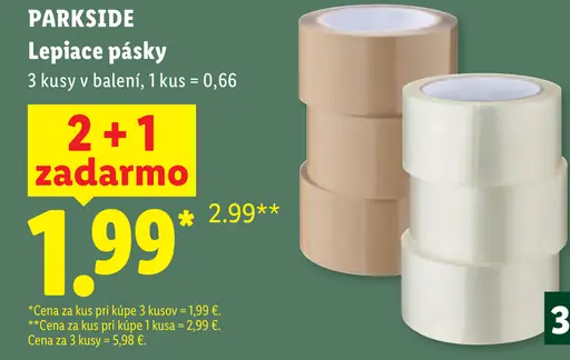 Parkside lepiace pásky, balenie 3 kusy