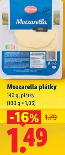 Mozzarella plátky