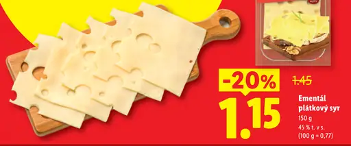 Milbona Ementál plátkový syr