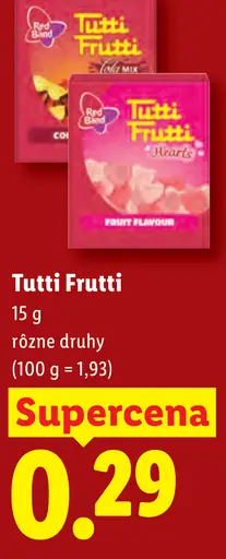 Tutti Frutti cukríky, rôzne druhy