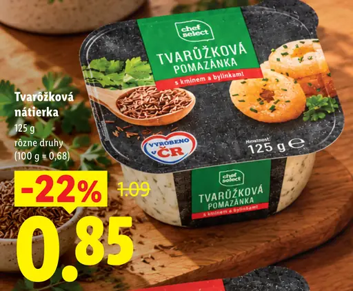 Tvarůžková nátierka s kmínom a bylinkami / pikantná