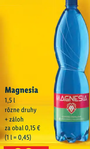 Magnesia Prírodná minerálna voda neperlivá