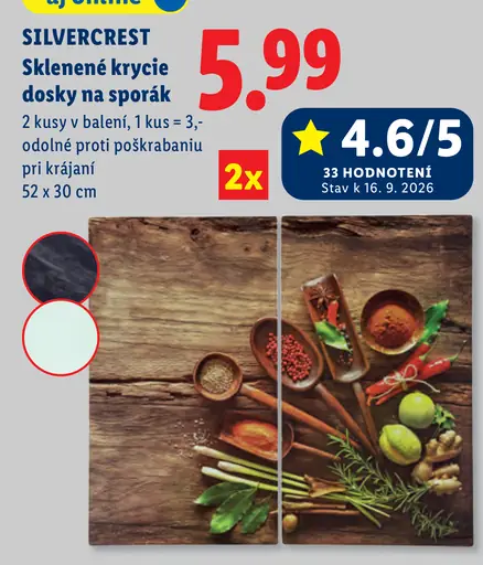 Silvercrest Sklenené krycie dosky na sporák