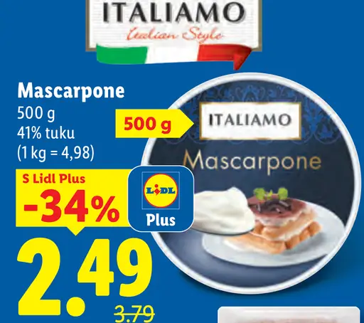 Italiamo Mascarpone, 41 % tuku