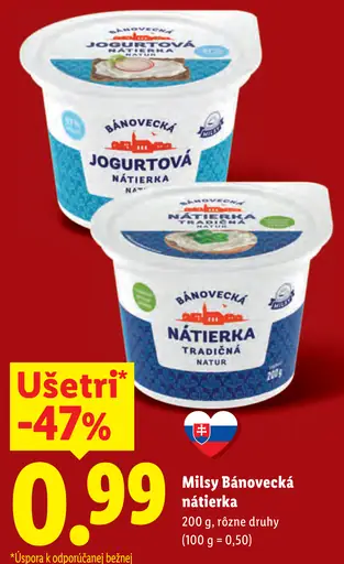 Milsy Bánovecká nátierka rôzne druhy