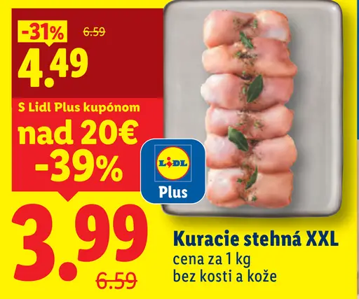 Kuracie stehná XXL bez kosti a kože