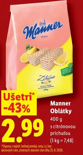 Manner oblátky citrónové