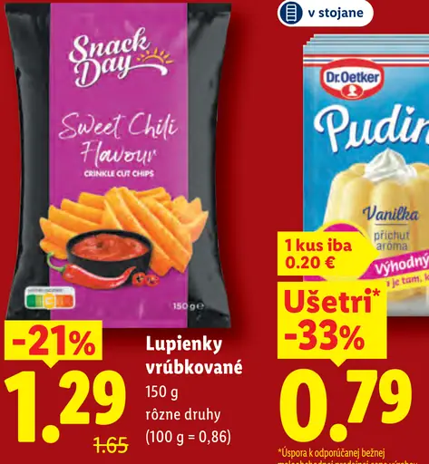 Snack Day lupienky vrúbkované Sweet Chili Flavour