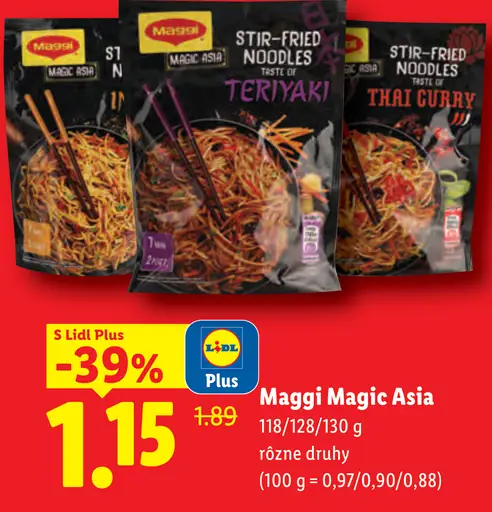 Maggi Magic Asia instantné rezance, príchute Teriyaki a Thai Curry