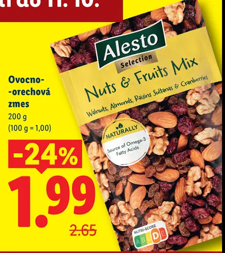 Alesto Nuts & Fruits Mix, ovocno-orechová zmes