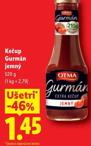 Otma Gurmán kečup jemný, ostrý