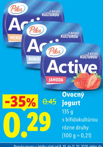Pilos Ovocný jogurt s bifidokultúrou