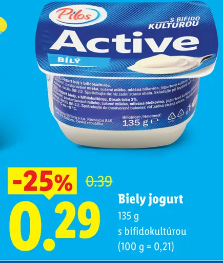 Pilos Biely jogurt s bifidokultúrou