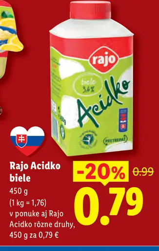 Rajo Acidko biele rôzne druhy