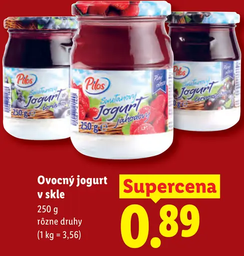 Pilos Ovocný jogurt v skle rôzne druhy