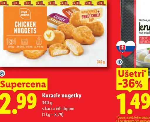 Chef Select kuracie nugetky s karí a čili dipom