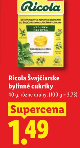 Ricola Brusnice švajčiarské bylinné cukríky
