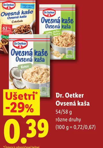 Dr. Oetker ovsená kaša rôzne druhy