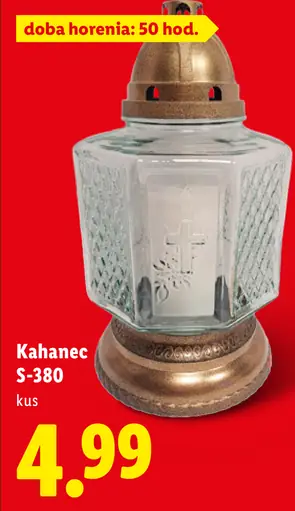 Kahanec S-380, doba horenia 50 hod.