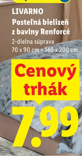 LIVARNO Posteľná bielizeň z bavlny Renforcé, 2-dielna súprava, rozmery 70 × 90 cm + 140 × 200 cm