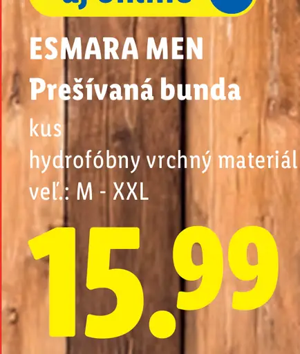 Esmara Men prešívaná bunda s hydrofóbnym vrchným materiálom