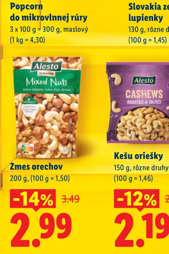 Alesto Kešu oriešky pražené a solené