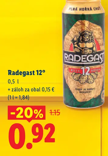 Radegast 12° plechovka