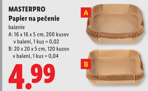 Papier na pečenie Masterpro – variant A, 16 × 16 × 5 cm