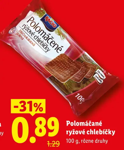 Pano polomáčané ryžové chlebíčky s mliečnou čokoládou