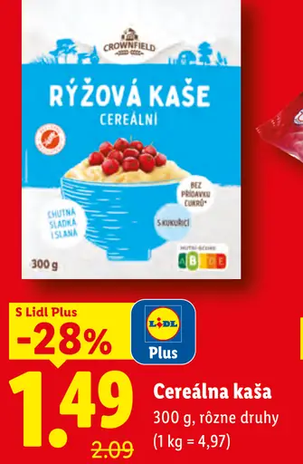 Crownfield cereálna ryžová kaša rôzne druhy