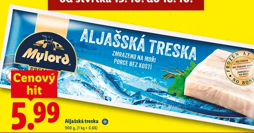 Mylord aljašská treska, porcie bez kostí