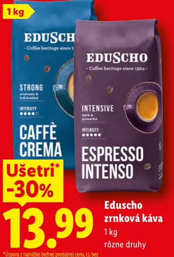 Eduscho Káva zrnková rôzne druhy