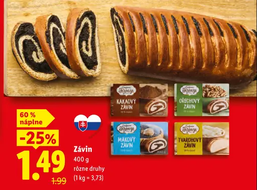 Závin s náplňou rôzne druhy